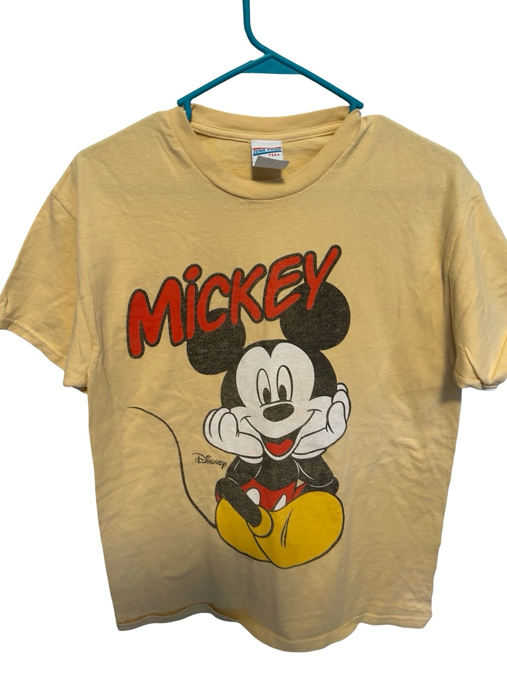 Junk Food Clothing Yellow Tee with Mickey Mouse Small